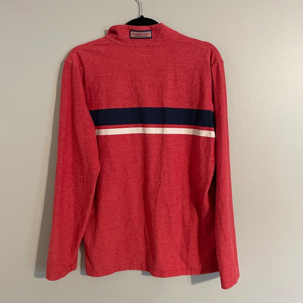 Vineyard Vines Edgartown Shep Shirt Mens Small Red Striped Quarter Zip Preppy - Picture 6 of 8